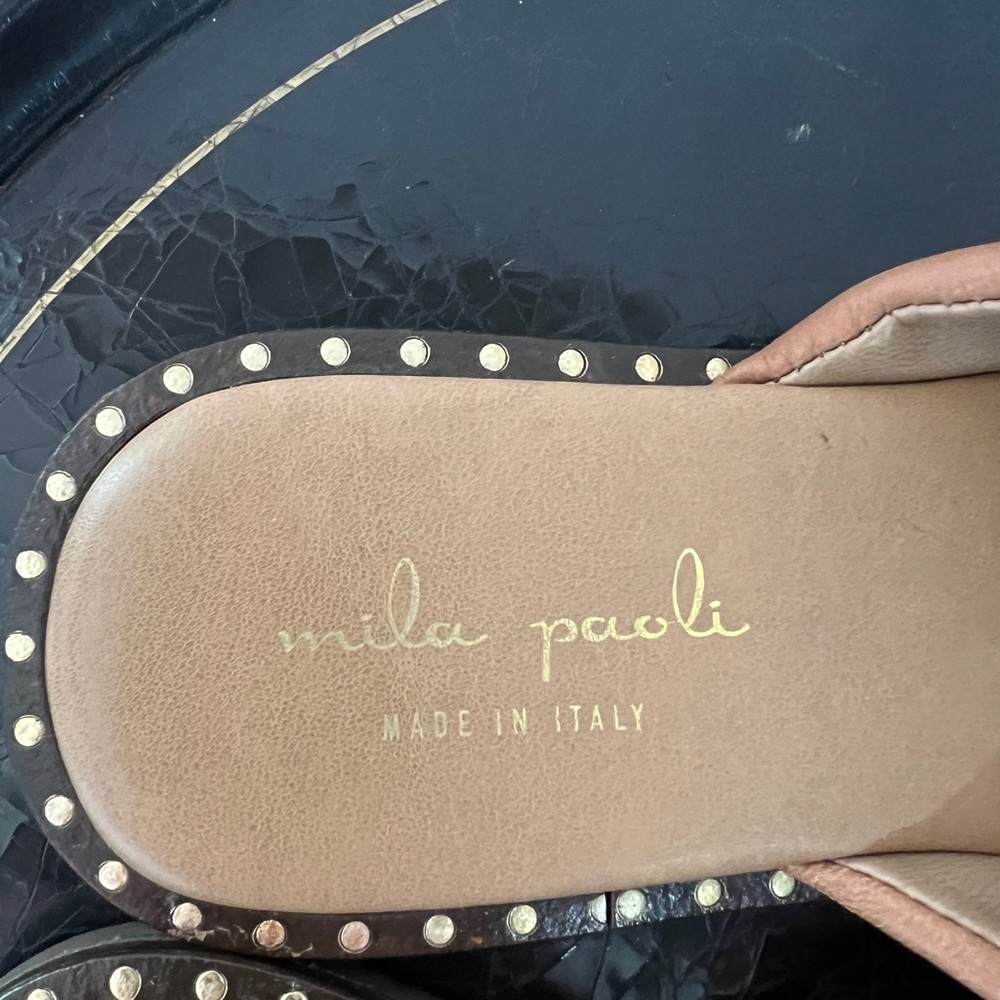 Mila Paoli leather crossed strap slides, 9, made in Italy, EUC - Picture 8 of 10